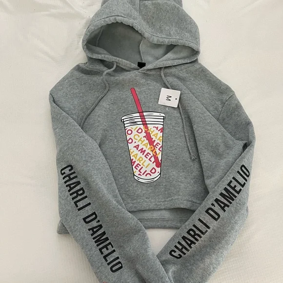 charli d'amelio Sweaters Charli Damelio Hooded Crop Top
